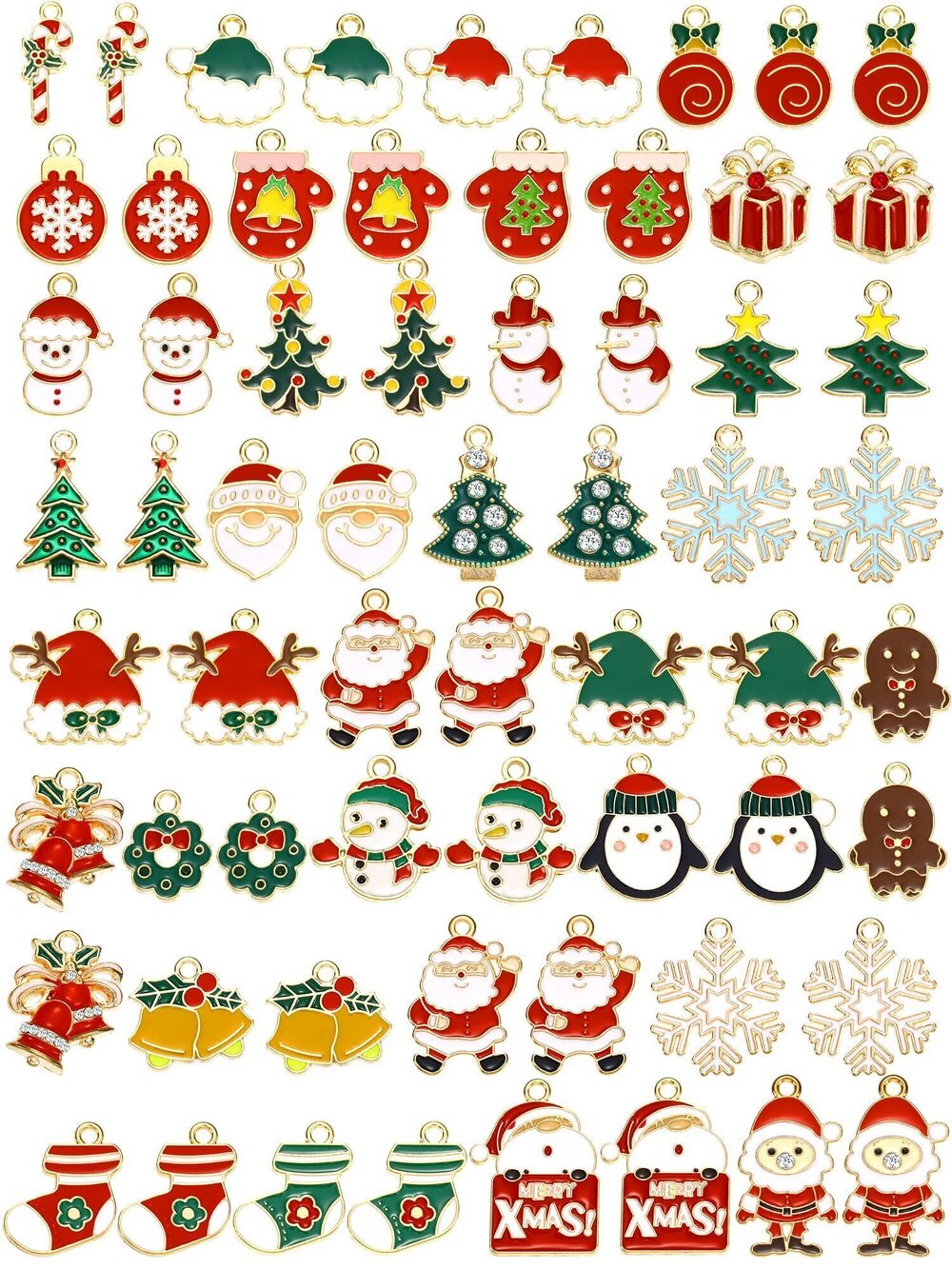 4402 61 Pieces Christmas Pendant Assorted Charms Jewelry Plated Christmas
